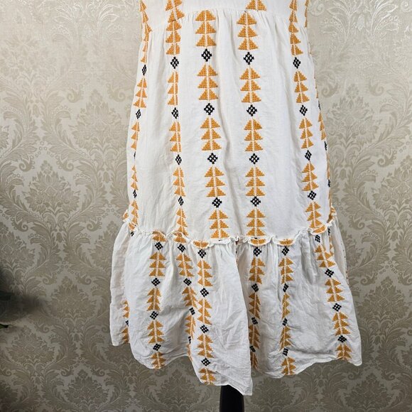 AREA Stars Sz Small Cotton Deep V Swing Dress Shoulder Straps Geometric Pattern - Picture 3 of 14
